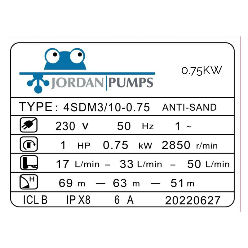 0.75kW Submersible Borehole Pump, Motor & Controlbox 4 Inch (220V) - Image 2